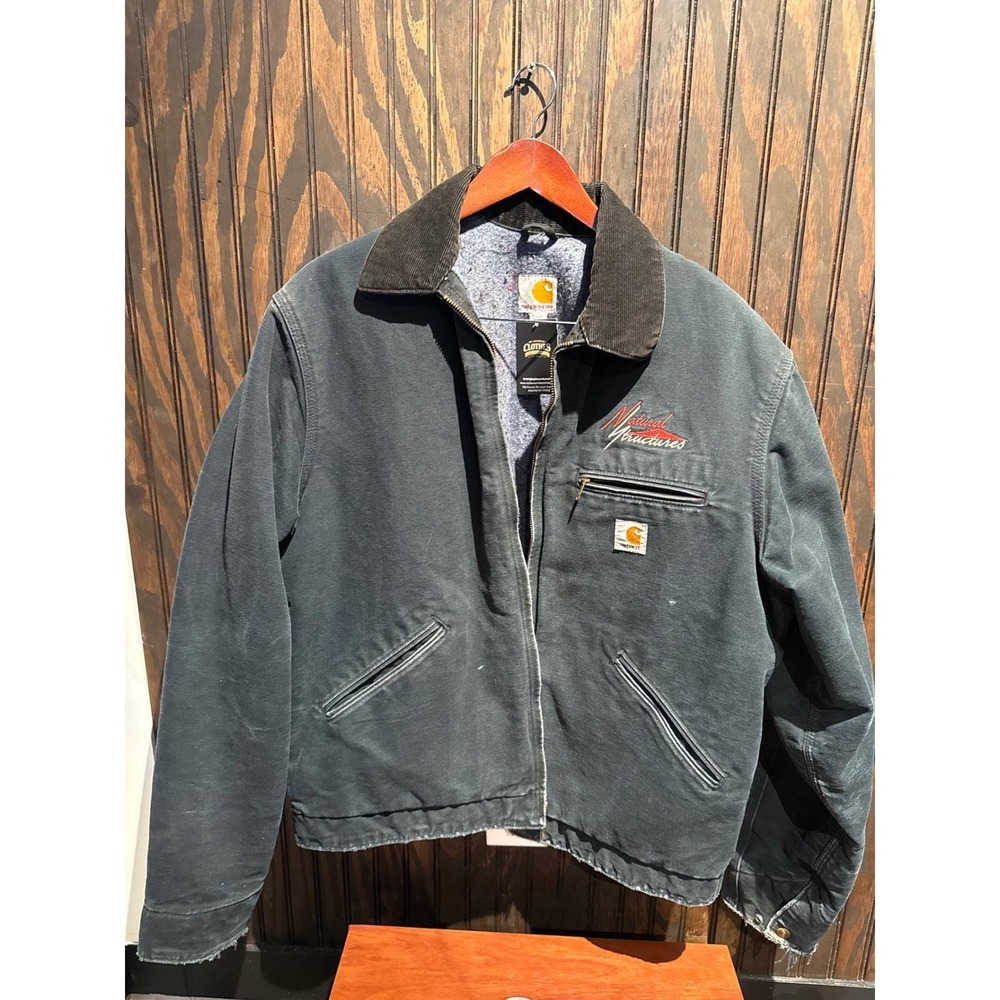 Carhartt J01 BLK Detroit Jacket Duck Canvas Blanket Lined USA Mens XL 25x27 - Picture 3 of 5